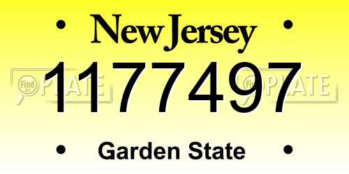1177497 New Jersey License Plate