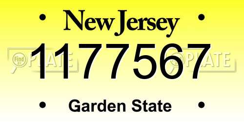 1177567 New Jersey License Plate