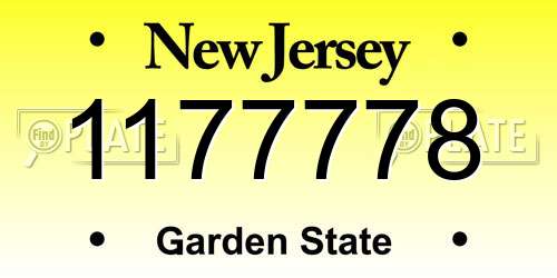 1177778 New Jersey License Plate
