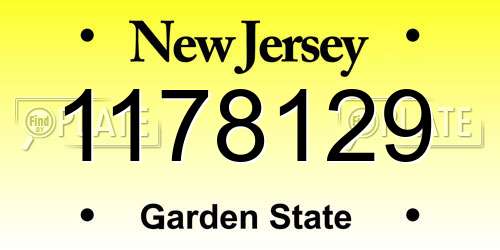1178129 New Jersey License Plate
