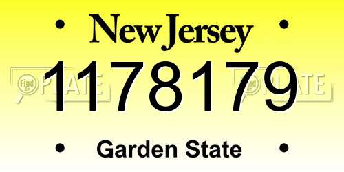 1178179 New Jersey License Plate