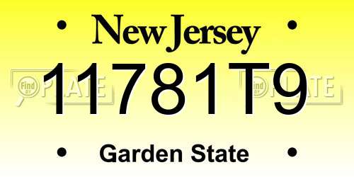 11781T9 New Jersey License Plate