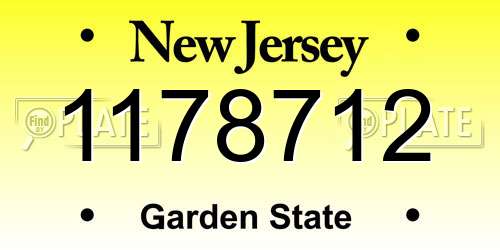 1178712 New Jersey License Plate