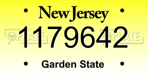 1179642 New Jersey License Plate