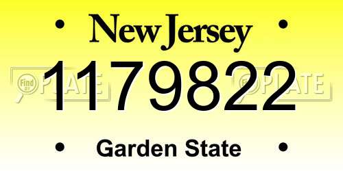 1179822 New Jersey License Plate