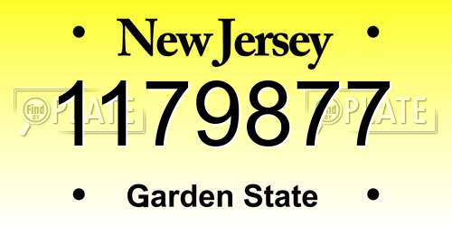1179877 New Jersey License Plate