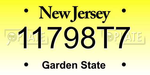 11798T7 New Jersey License Plate