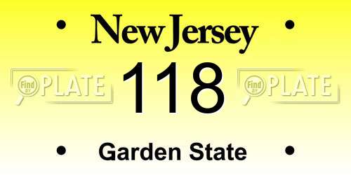 118 New Jersey License Plate