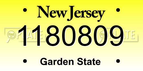 1180809 New Jersey License Plate