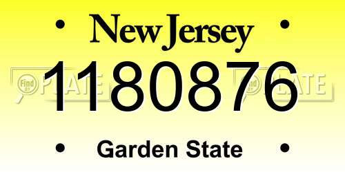 1180876 New Jersey License Plate