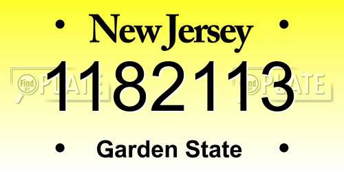 1182113 New Jersey License Plate