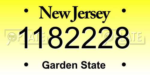 1182228 New Jersey License Plate