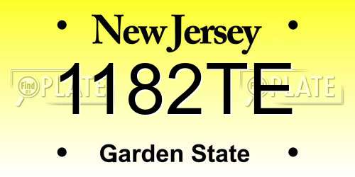 1182TE New Jersey License Plate