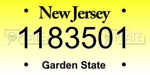 1183501 New Jersey License Plate
