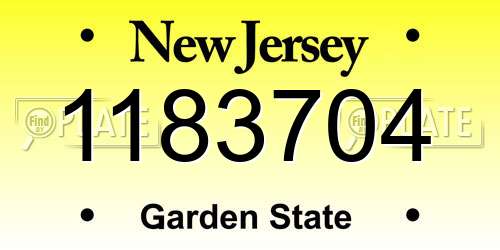 1183704 New Jersey License Plate
