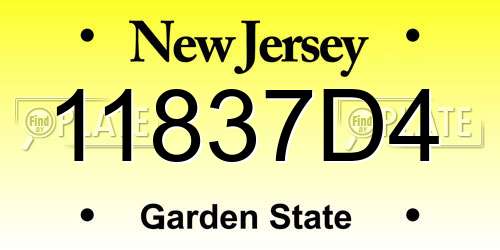 11837D4 New Jersey License Plate