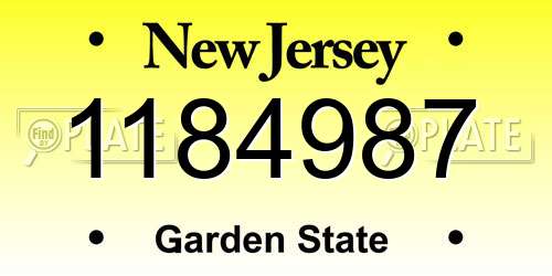 1184987 New Jersey License Plate