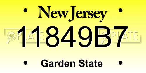 11849B7 New Jersey License Plate