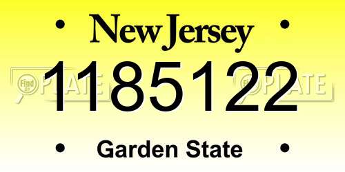 1185122 New Jersey License Plate