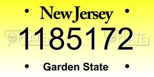 1185172 New Jersey License Plate