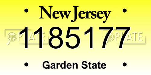 1185177 New Jersey License Plate