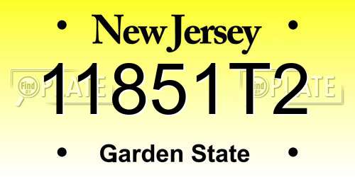 11851T2 New Jersey License Plate
