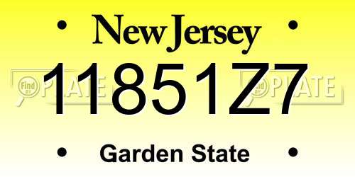 11851Z7 New Jersey License Plate