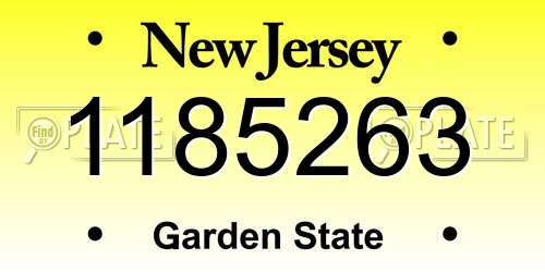 1185263 New Jersey License Plate