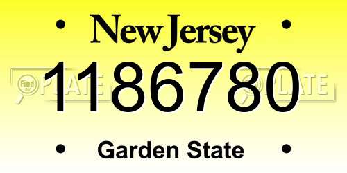 1186780 New Jersey License Plate