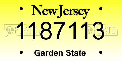 1187113 New Jersey License Plate
