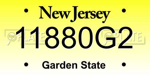 11880G2 New Jersey License Plate