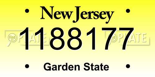 1188177 New Jersey License Plate