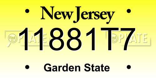 11881T7 New Jersey License Plate