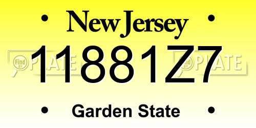 11881Z7 New Jersey License Plate