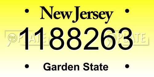 1188263 New Jersey License Plate