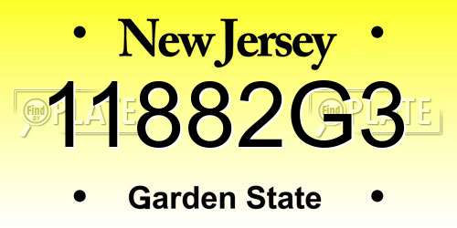 11882G3 New Jersey License Plate