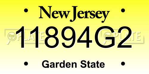 11894G2 New Jersey License Plate