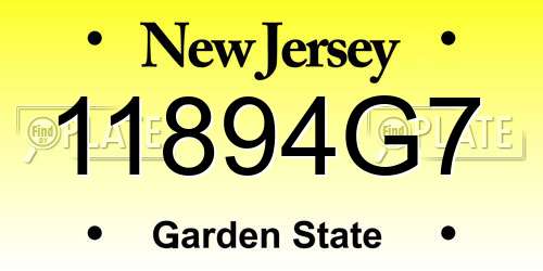 11894G7 New Jersey License Plate
