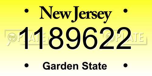1189622 New Jersey License Plate