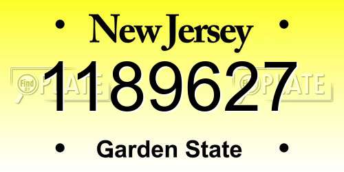 1189627 New Jersey License Plate