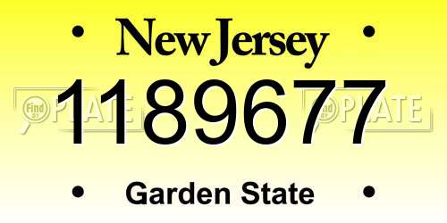 1189677 New Jersey License Plate
