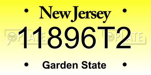 11896T2 New Jersey License Plate