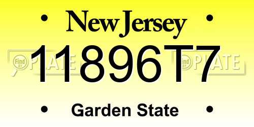 11896T7 New Jersey License Plate