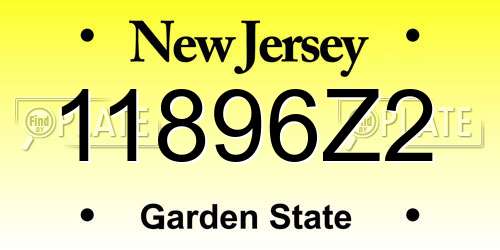 11896Z2 New Jersey License Plate
