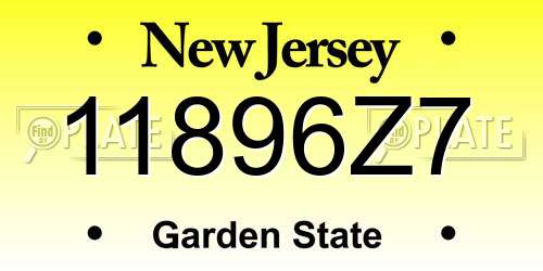 11896Z7 New Jersey License Plate