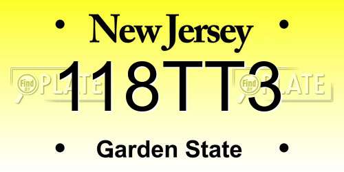 118TT3 New Jersey License Plate