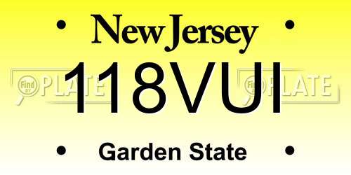 118VUI New Jersey License Plate
