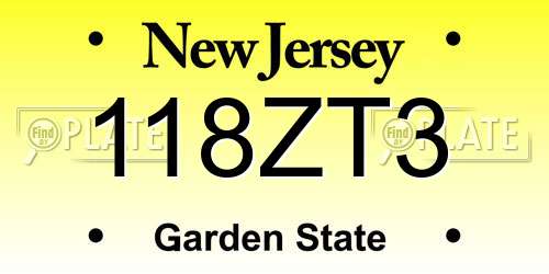 118ZT3 New Jersey License Plate