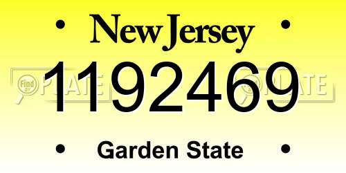 1192469 New Jersey License Plate