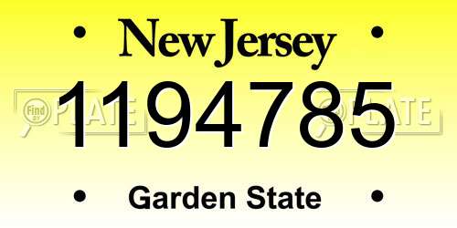 1194785 New Jersey License Plate